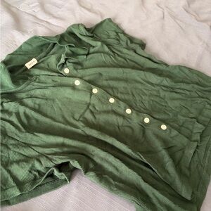 Garage Green Button-Up Blouse